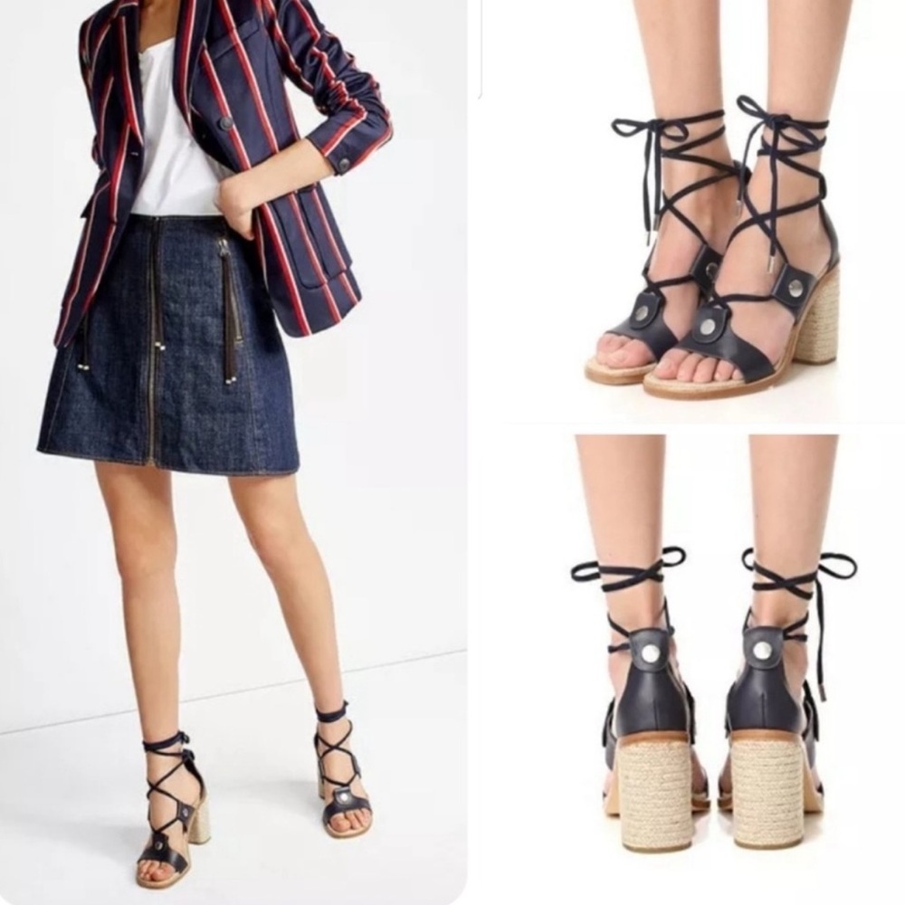 rag & bone Black Lace-Up Espadrille Block Heel Sandals